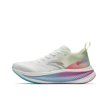 Anta Cushioned Wear Resistant Breathable Low Top Full Length Carbon Plate Running Shoes Women's White Blue
