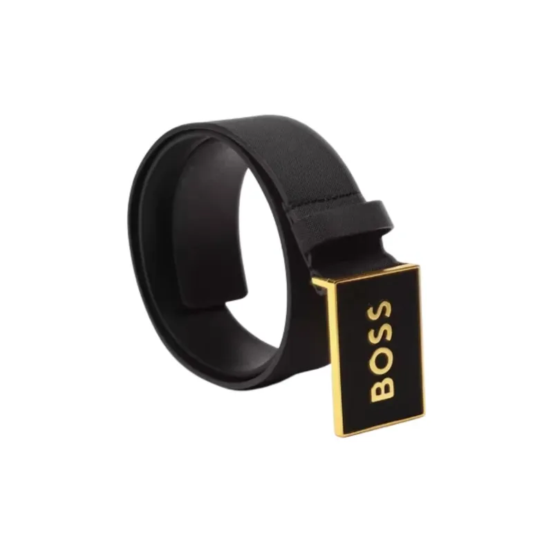 HUGO BOSS Cow Leather Belts Men's Black Width 3.8cm-1