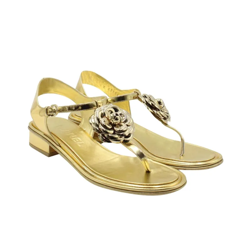 CHANEL 22A Early Autumn Strap Sandals Women's Gold-2