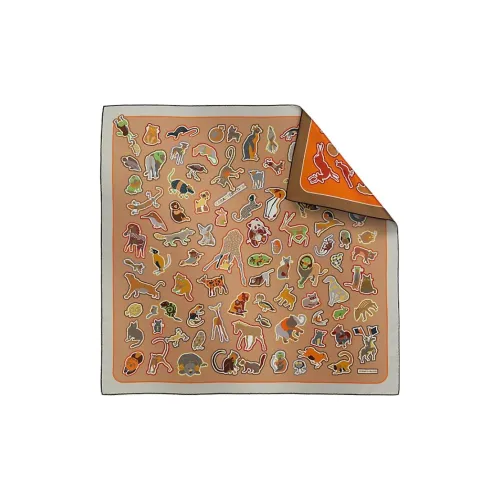 HERMES Mulberry Silk Scarves Women's Multicolor