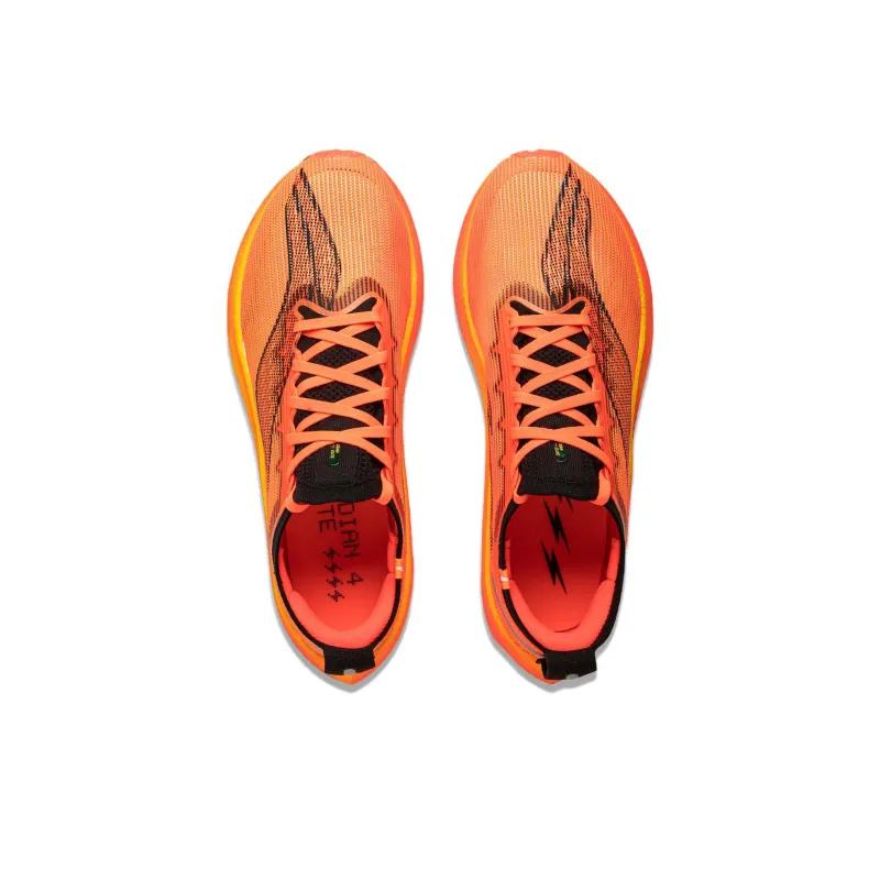 LiNing Feidian 4 Elite Cushioning Anti Slip Wear Resistant Breathability Low Top Running Shoes Unisex Orange Black-3