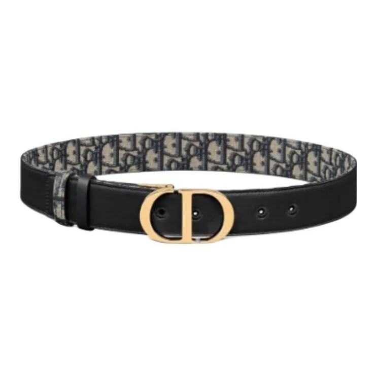 DIOR Calfskin Leather Belts Women's Blue Width 3.5CM-1