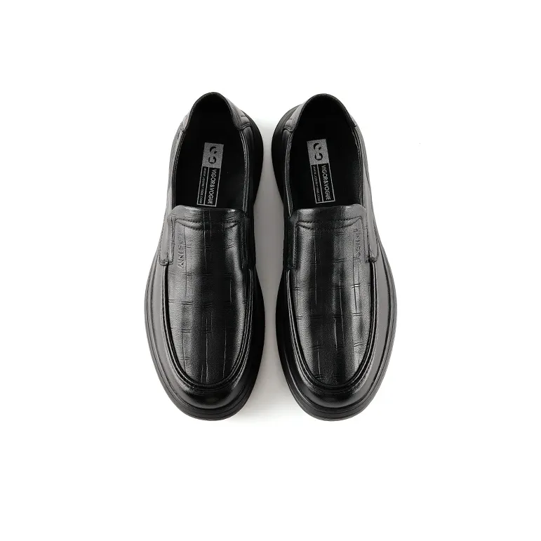 JOSINY Low Top, Everyday Commute Casual Leather Shoes Men Black-4