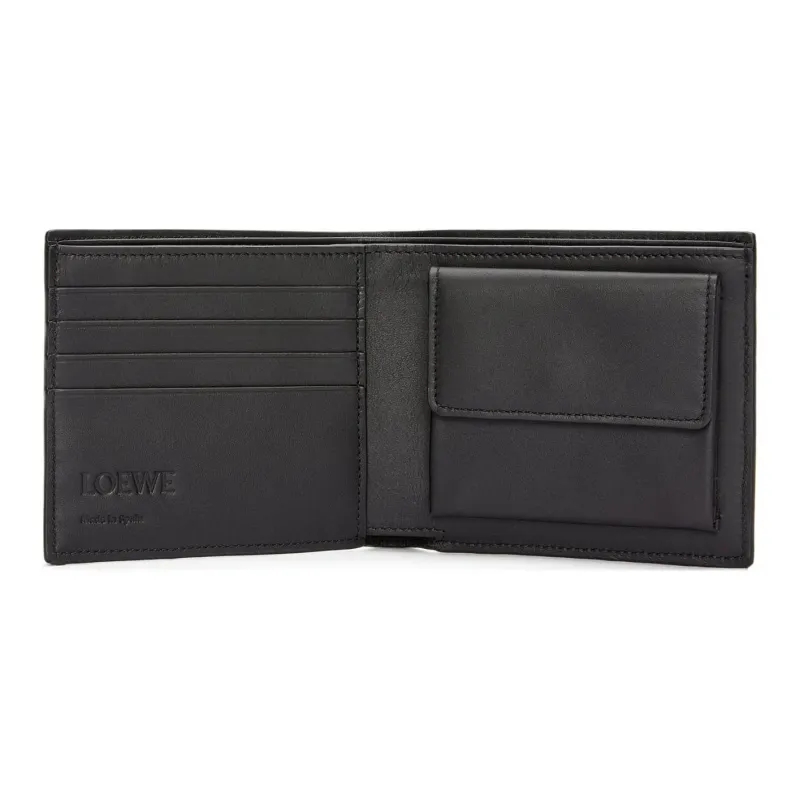 LOEWE Calfskin Wallet Men Black & Dark Marine Blue-2