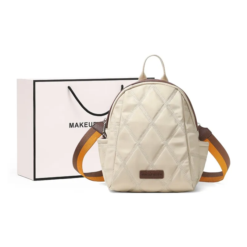 MAKEUP KITTEN Synthetic Leather Backpacks Backpack Regular Women's Apricot/Black/Khaki Apricot-15