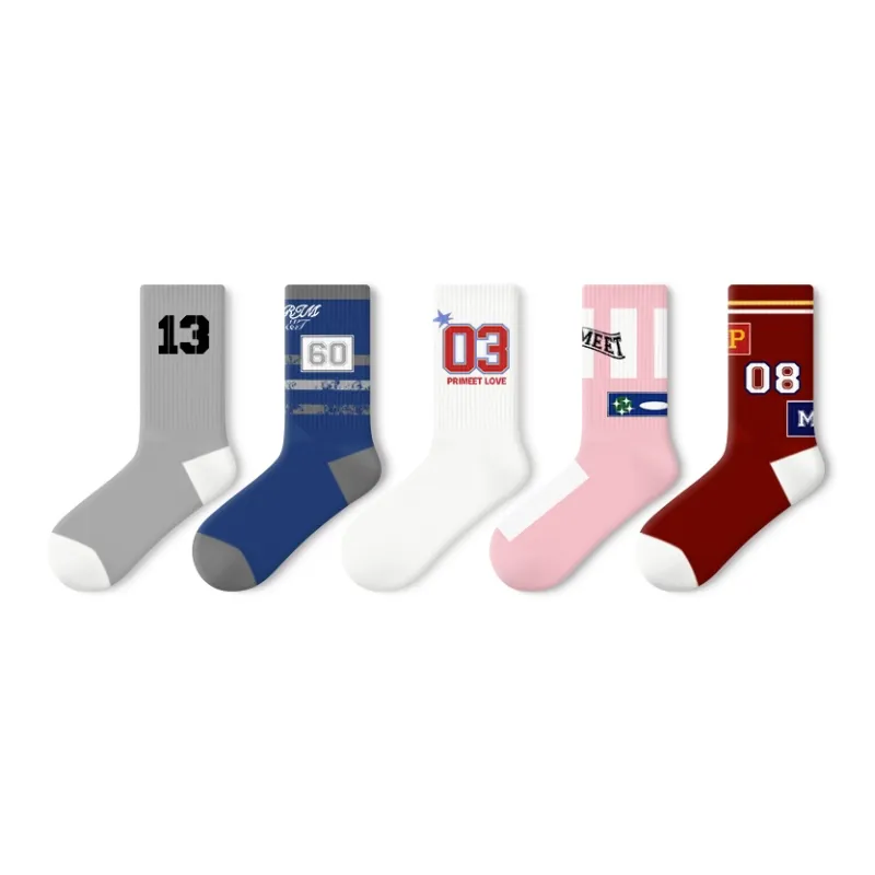 Primeet Mid Calf Socks Fall Unisex 5 Pack-15