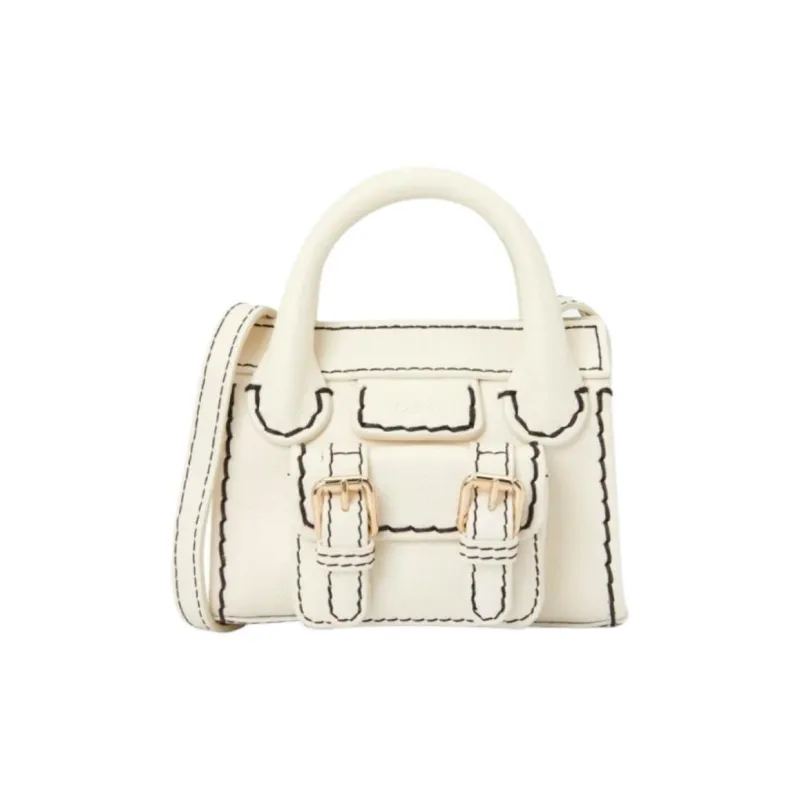 Chloe Edith Buffalo Leather Handbag, Shoulder Bag, Crossbody Bag Mini Women's White-0