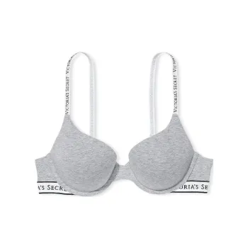 Victoria's Secret Push-Up Perfect Shape Ribbed Cotton Bra/Heather Grey Bra Women's Gray
