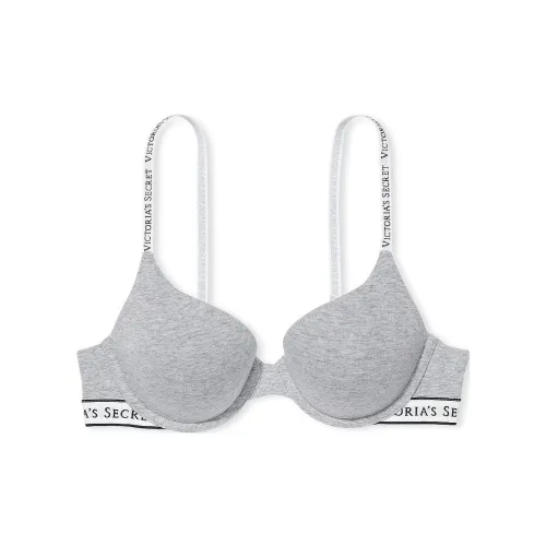 Victoria's Secret Push-Up Perfect Shape Ribbed Cotton Bra/Heather Grey Bra Women's Gray