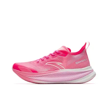Anta Cushioned Wear Resistant Breathable Low Top Full Length Carbon Plate Running Shoes Women's Red Pink
