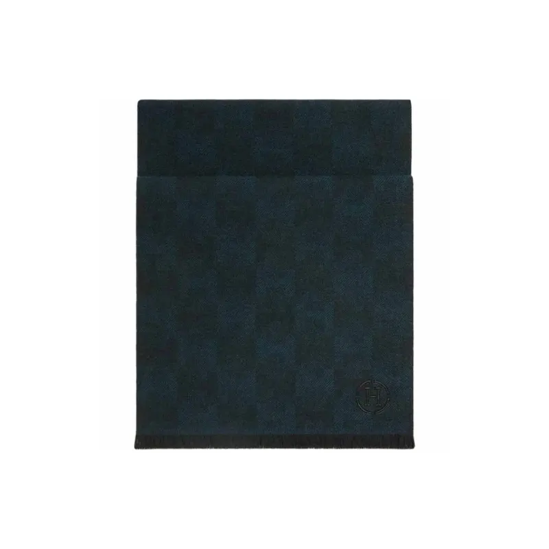 HERMES Knit Scarves Men's Ocean/Black-0