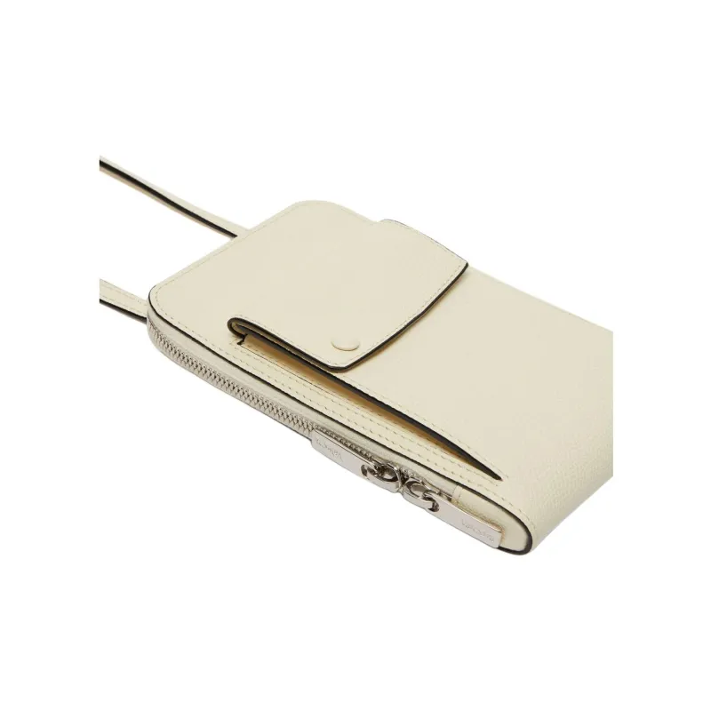 Valextra Millepunte Calfskin One Shoulder Crossbody Cell Phone Pouch Women's Pegamena White-2