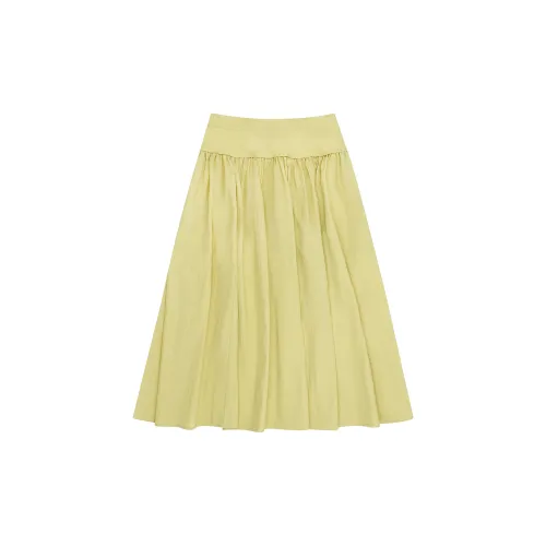 FAIRFAFO Casual Long Skirts Women's Mustard Yellow