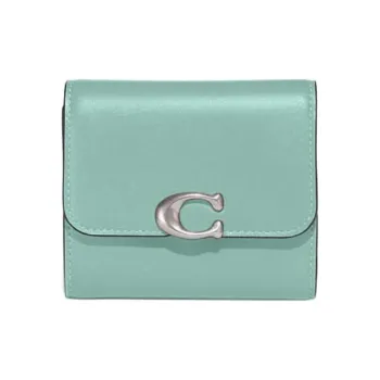 COACH Bandit Cow Leather Coin Purse Wallet Mini Women's Light Blue