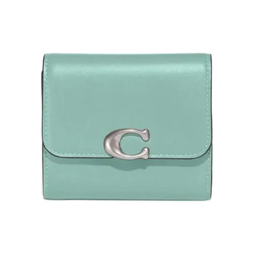 COACH Bandit Cow Leather Coin Purse Wallet Mini Women's Light Blue