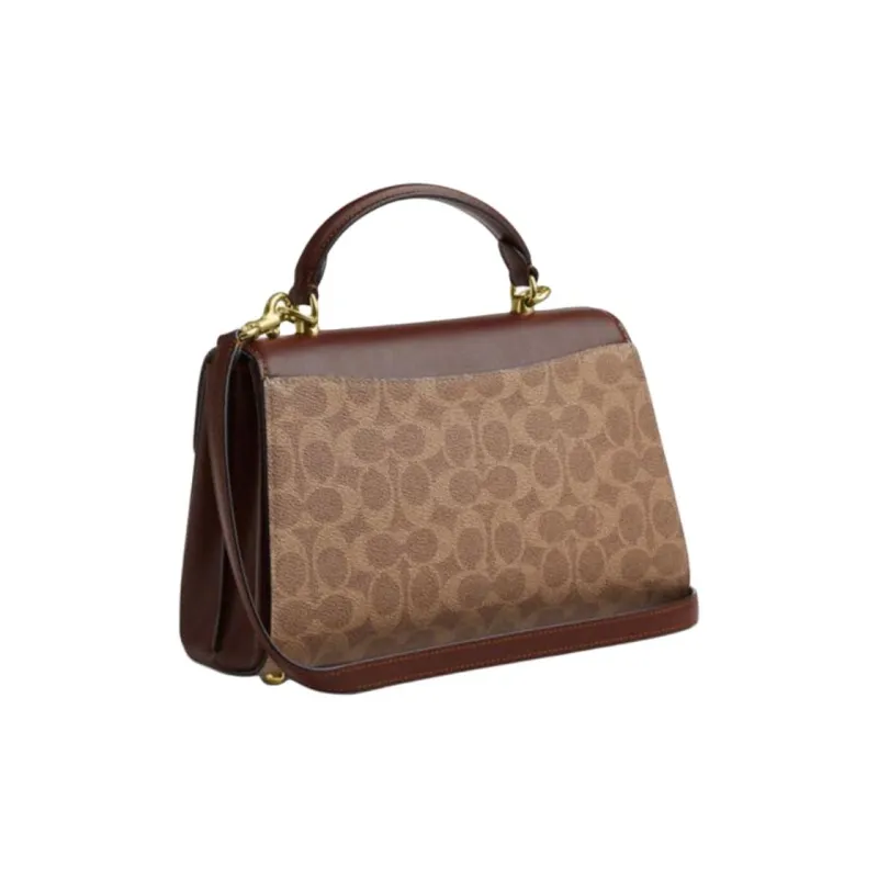 COACH Eliza Artificial Leather Shoulder Bag Crossbody Bag Handbag Large Size Women's Brown-1