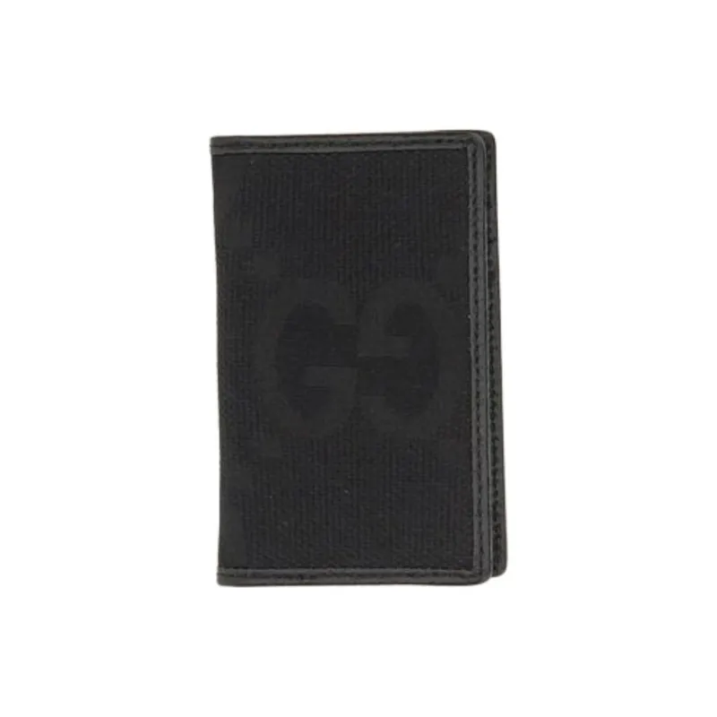 GUCCI Canvas With Leather Trim Canvas Bag Card Holder Large Size Men's Black-1