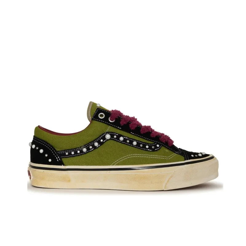 SATOSHI NAKAMOTO x Vans Old Skool Anti-Slip And Wear-Resistant Lightweight Low-Top Skateboard Shoes Unisex Green-1