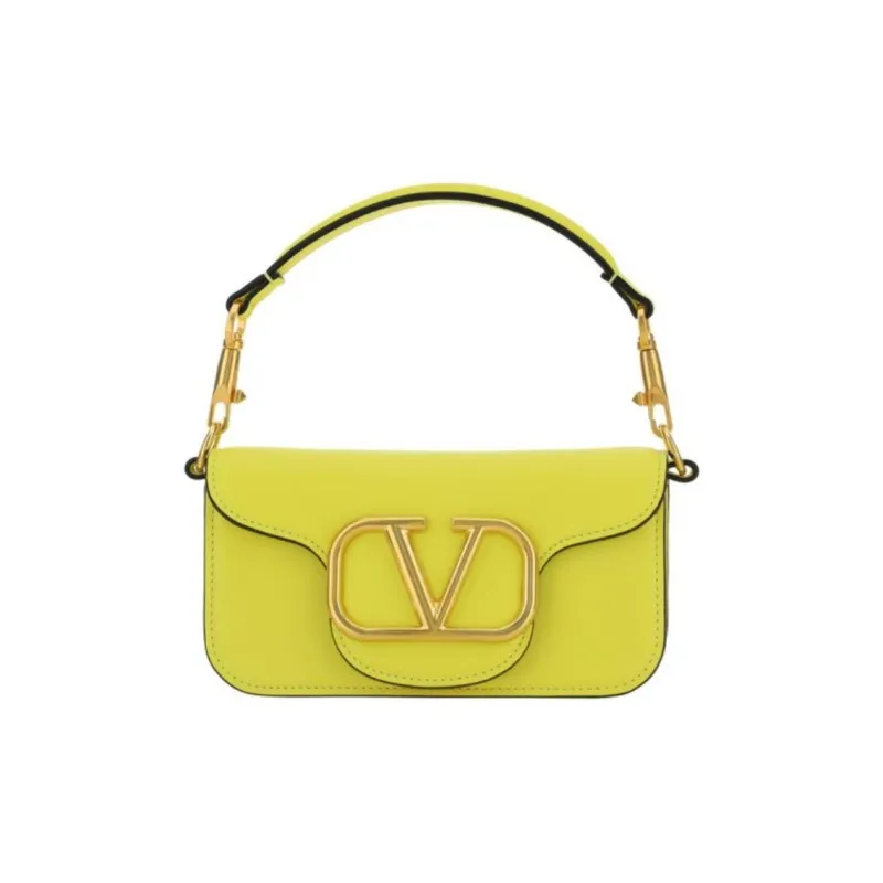 Valentino Locò Calfskin Shoulder Bag Crossbody Bag Handbag Mini Women's Yellow-1