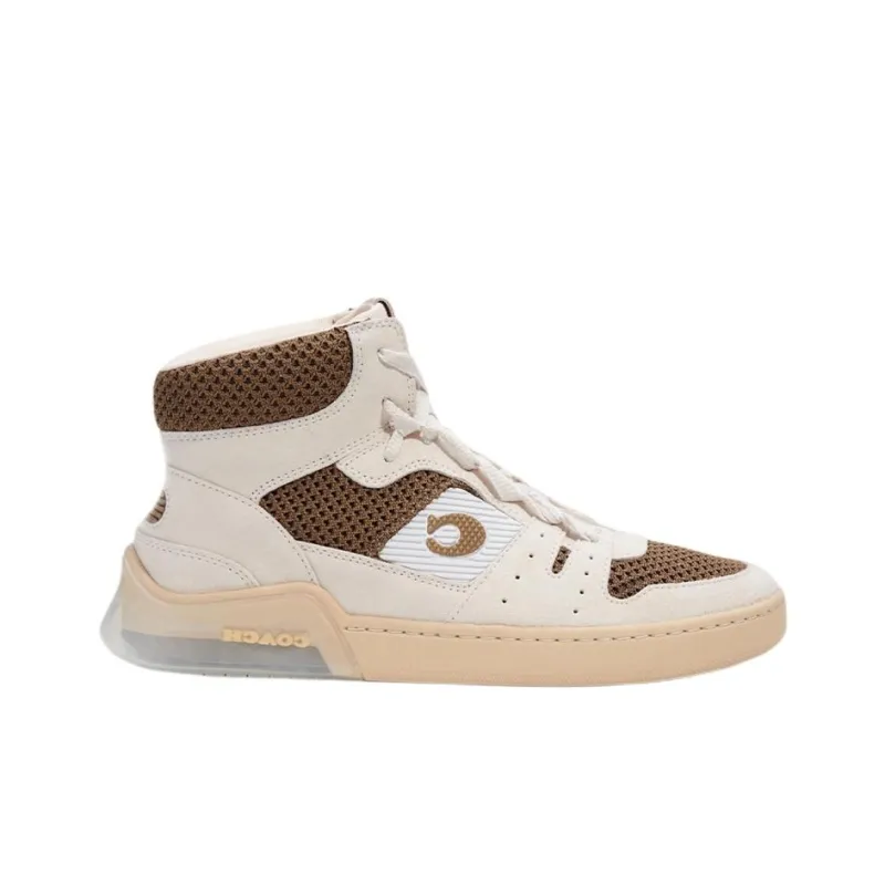 COACH High Top Stylish Skateboarding Shoes Men's Beige-1