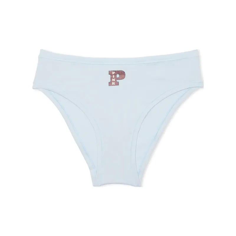 Victoria's Secret PINK Cotton Cheeky Panty / Hydrangea Blue W Pink Graphic Underpants Women's 1 Pack Blue-0