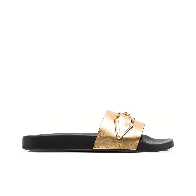 VERSACE Medusa Slide Slippers Women's Black Gold-1