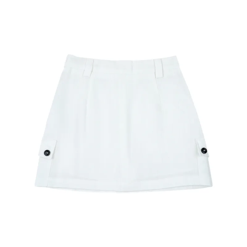 FAIRFAFO Denim Short Skirts Women's White-1