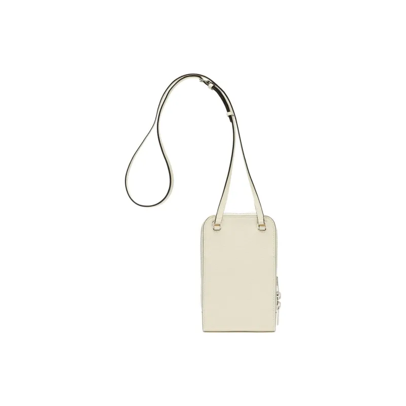 Valextra Millepunte Calfskin One Shoulder Crossbody Cell Phone Pouch Women's Pegamena White-1
