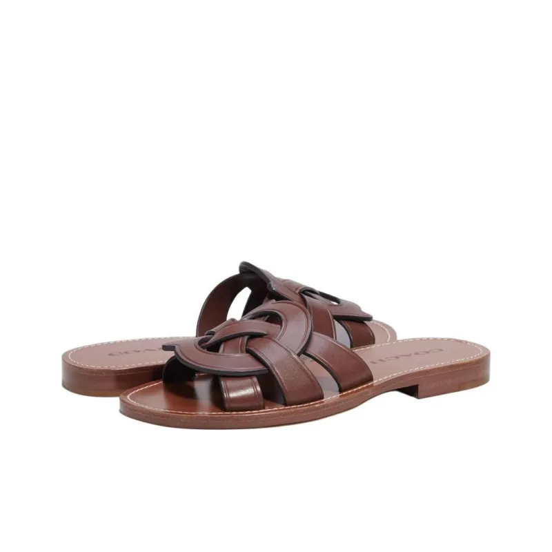 COACH Issaa Leather Flat Sandals-3