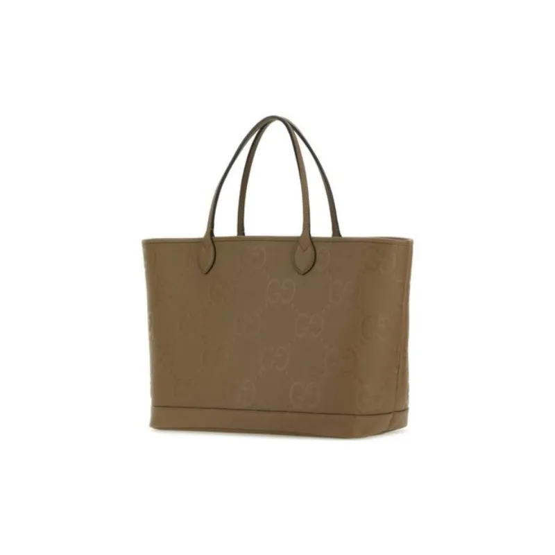 GUCCI Leather Tote Bag Shopping Bag Handbag Shoulder Bag Men's Taupe-3