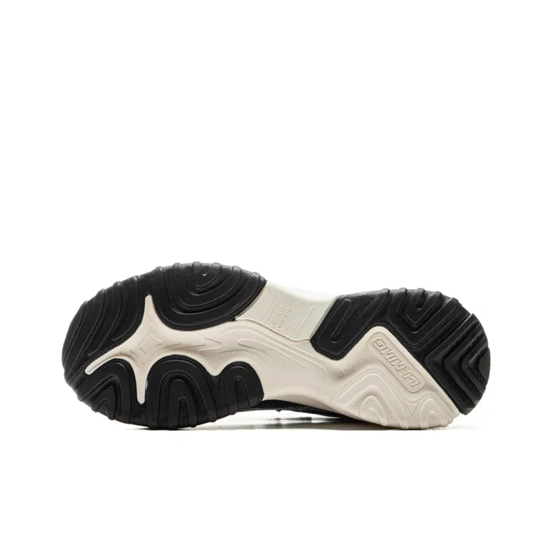 LiNing Cushioning, Abrasion Resistant, Height Increasing Low Top Casual Shoes Women's Black Beige-6