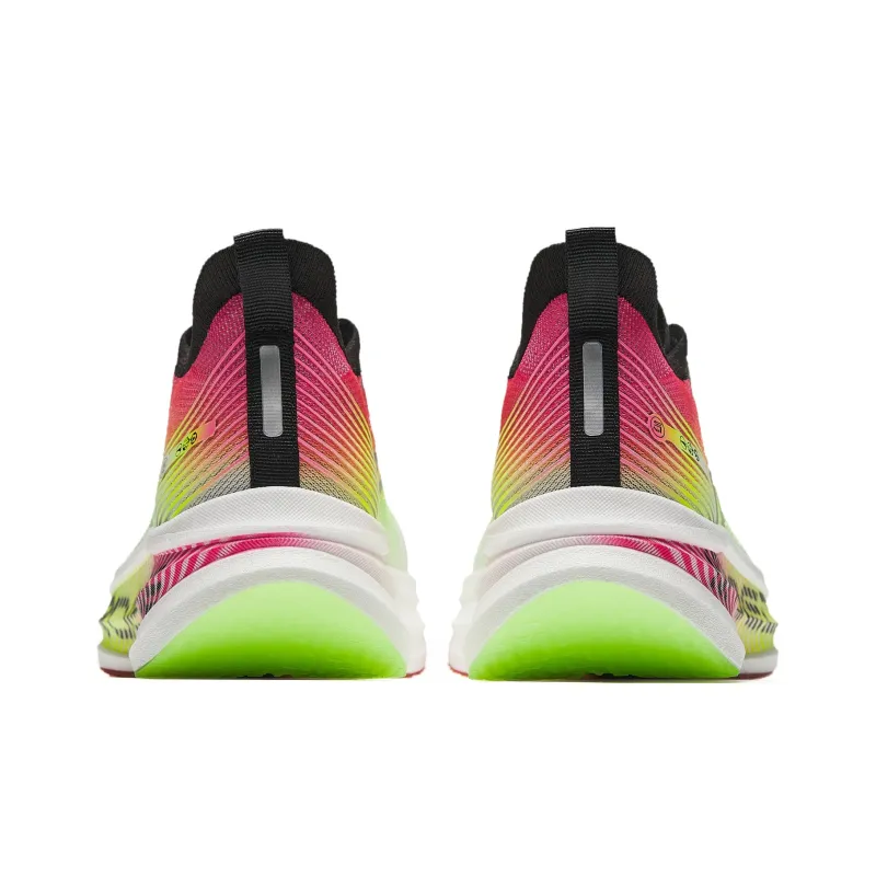 Anta Cushioned Wear Resistant Breathable Low Top Full Length Carbon Plate Running Shoes Men's Pink Green White-4