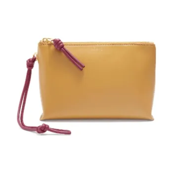 LOEWE Cow Leather Clutch Women's 1Desert Yellow & Deep Red