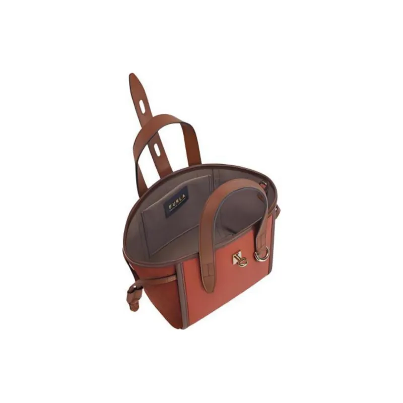 Furla Net Collection Cow Leather Basket Bag Tote Bag Shopping Bag One Shoulder Handbag Mini Women's Hazelnut Multicolor-3