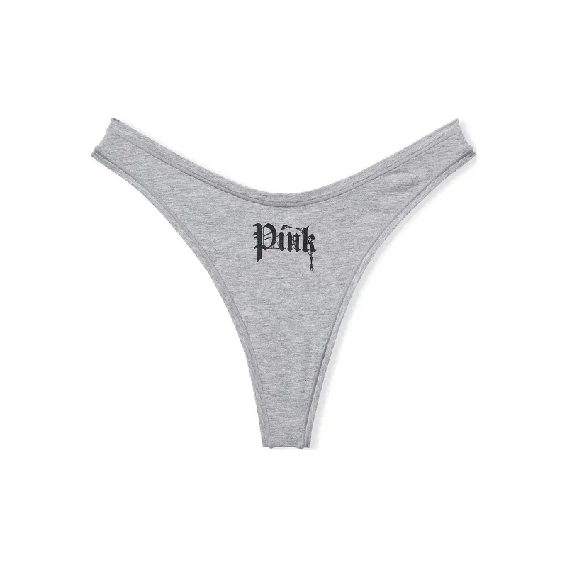Victoria's Secret PINK Cotton Side-Tie Thong Panty / MHGPH Underpants Women's 1 Pack Gray-0