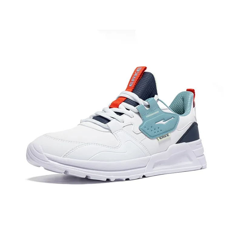 Erke Cushioning Lightweight Low Top Casual Shoes Men White Blue-1