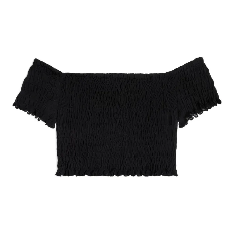 CELINE Triomphe Crop Top In Gauffered Silk-1