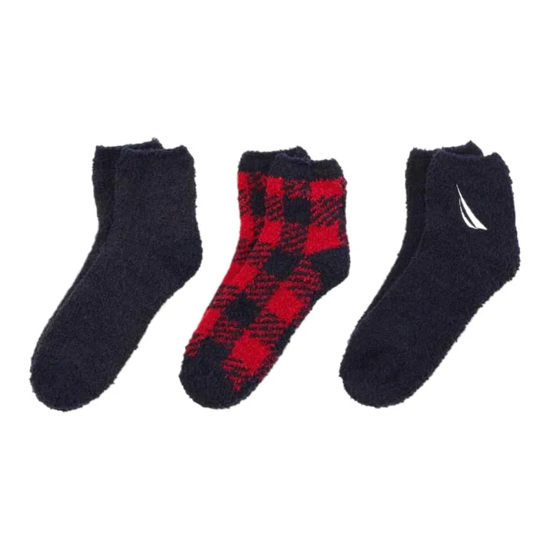 NAUTICA Fuzzy Crew Socks 3-pack Ankle Socks Unisex 3 Pack-0