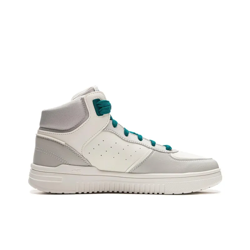 LiNing Qingyun Anti-Slip And Wear-Resistant Breathable High-Top Skateboard Shoes Men's White Gray-1