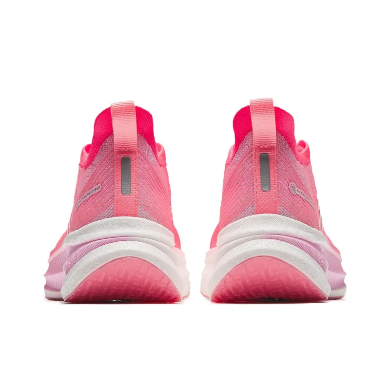 Anta Cushioned Wear Resistant Breathable Low Top Full Length Carbon Plate Running Shoes Women's Red Pink-4