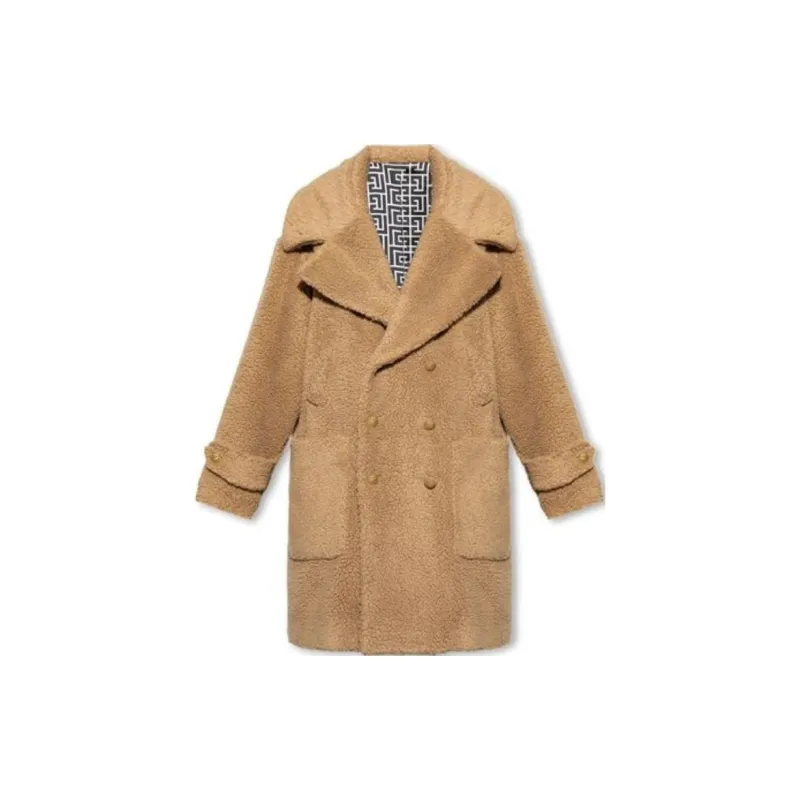 BALMAIN Long Double-Breasted Buttoned Coat-1