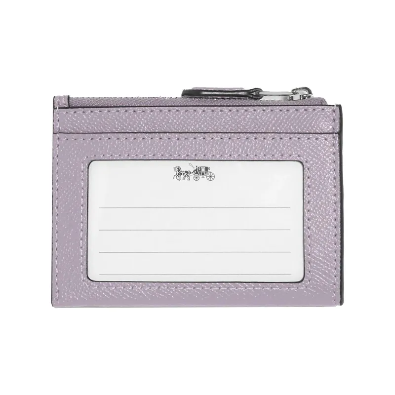 COACH Skinny Id Case Cross Grain Cow Leather Document Bag, Coin Purse, Card Holder Mini Women's Purple-2
