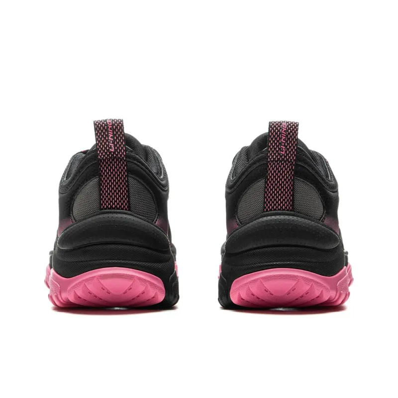 LiNing Cushioning, Abrasion Resistant, Height Increasing Low Top Casual Shoes Women's Black Pink-5