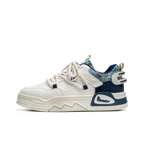 Warrior Coverage Wear Resistant Lightweight Breathable Slip Resistant Low Top Skateboard Shoes Men Beige Blue