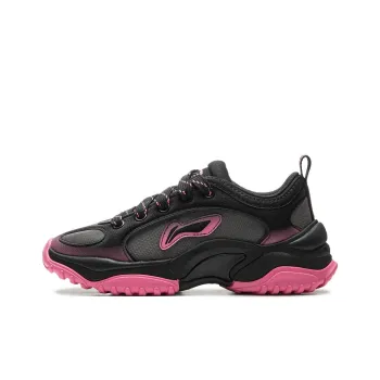 LiNing Cushioning, Abrasion Resistant, Height Increasing Low Top Casual Shoes Women's Black Pink