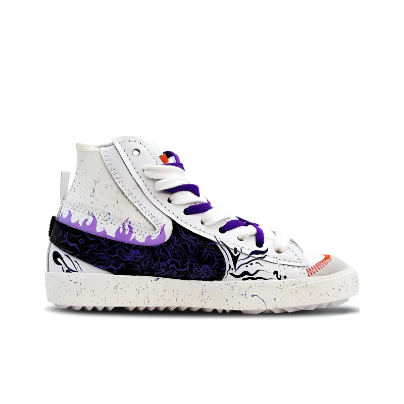 Nike Blazer '77 Jumbo Anti Slip Wear Resistant Mid Top Skateboard Shoes Unisex Black White Purple-1