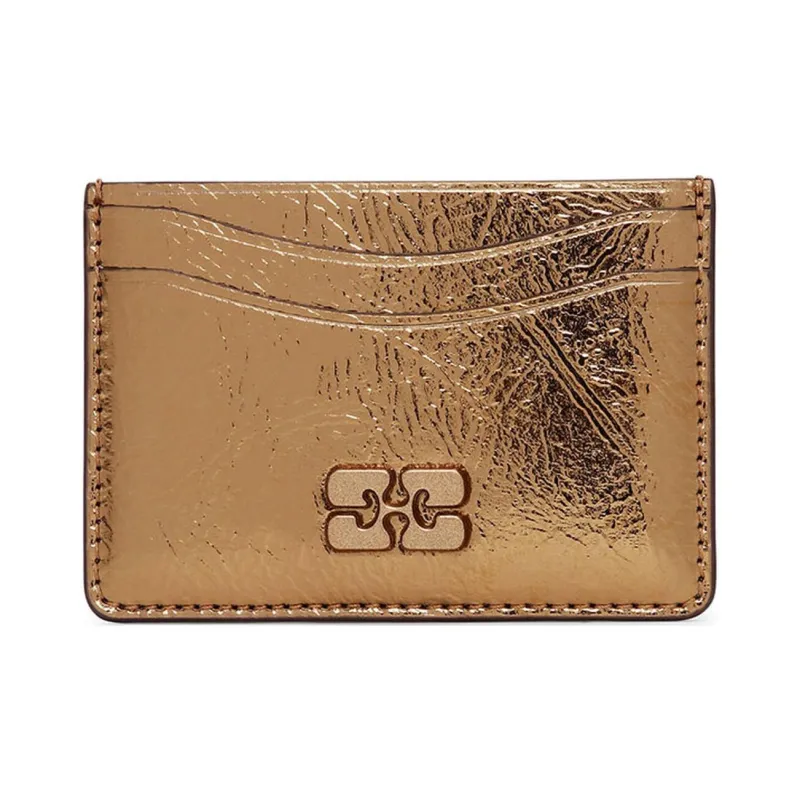 GANNI Bou Metallic-effect Card Holder-0