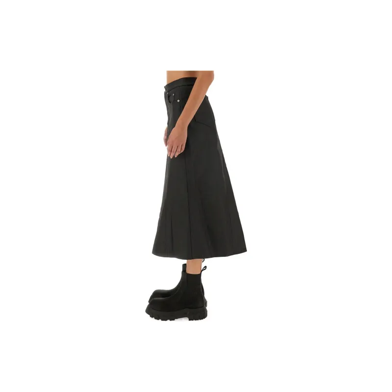 RICK OWENS Flared Midi Denim Skirt-2