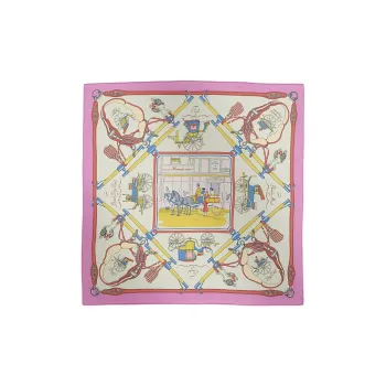 HERMES Mulberry Silk Scarves Women's Fuchsia