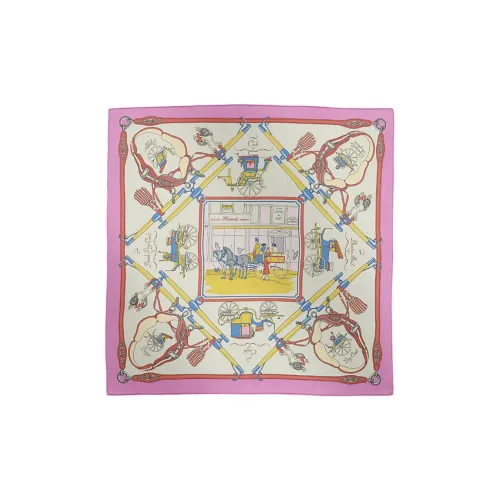 HERMES Mulberry Silk Scarves Women's Fuchsia